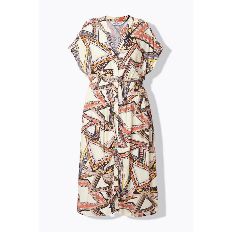 Studio Untold Robe Maxi Coupe Évasée Matière Texturée Imprimé All-Over Patte de Boutonnage  