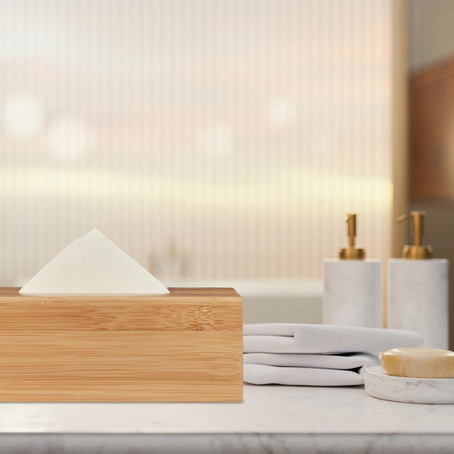 B2X Boîte à serviettes cosmétiques en bambou  
