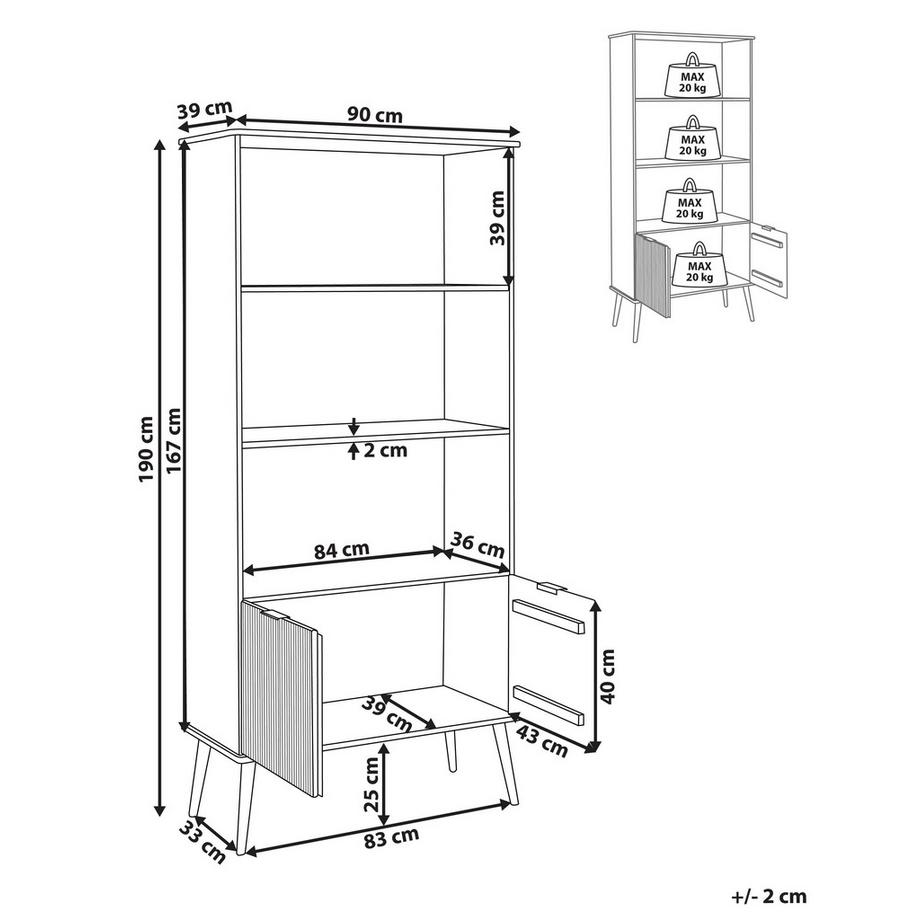 Beliani Bücherregal aus Kiefernholz Rustikal TIMMINS  