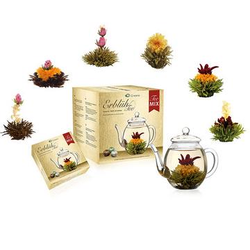 Coffret cadeau fleurs de thé Creano avec théière en verre