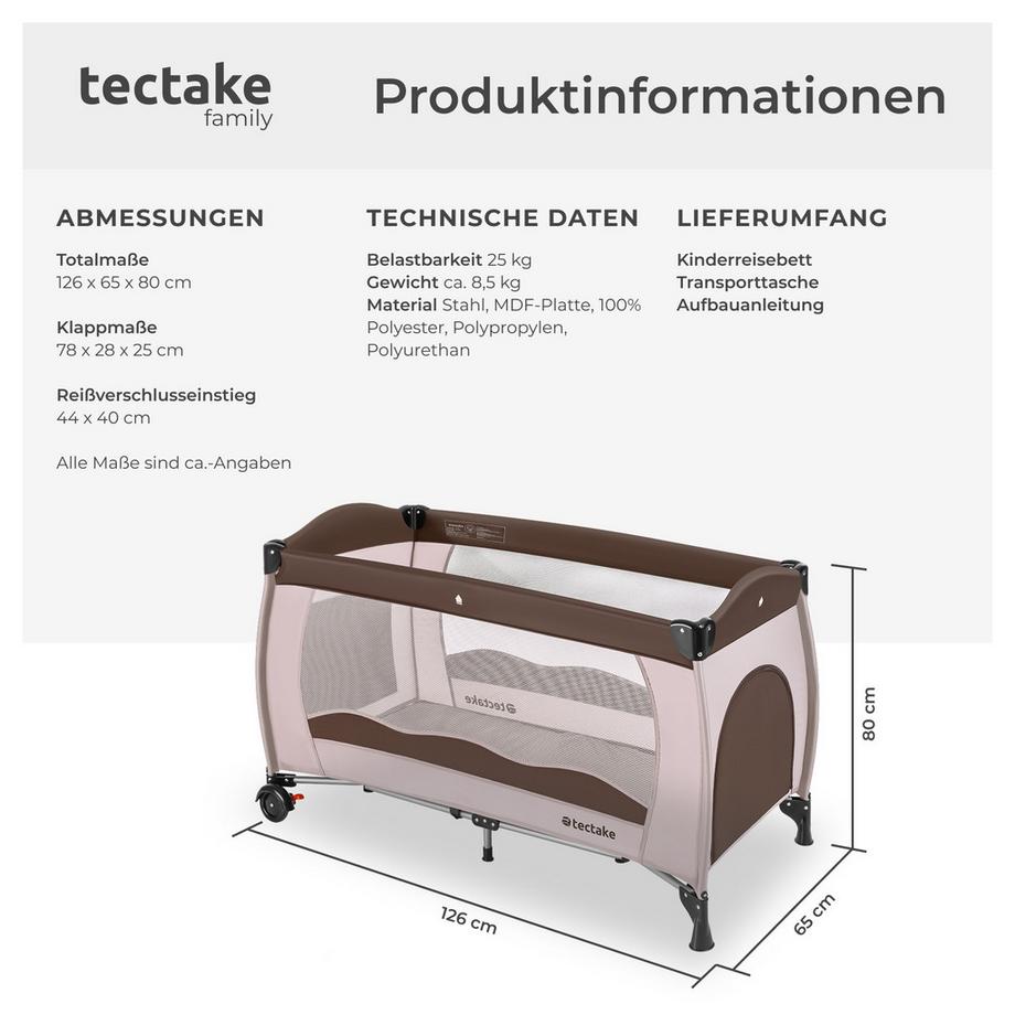 Tectake  Lettino da viaggio per bambini 