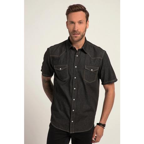 JP1880  Chemise en jean, manches courtes et col Kent. Coupe Modern Fit. Jusqu'au 8XL, Tall. 