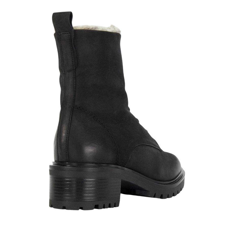 Dune London Leder Combat Stiefel mit Blockabsatz  