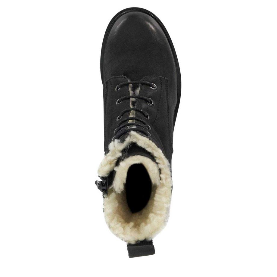 Dune London Leder Combat Stiefel mit Blockabsatz  