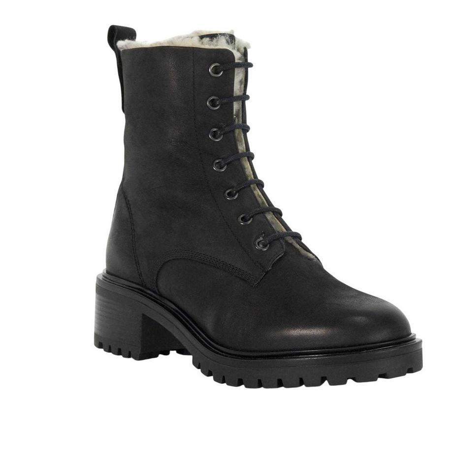 Dune London Leder Combat Stiefel mit Blockabsatz  