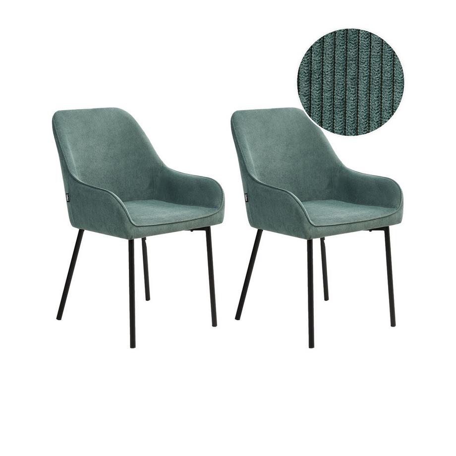 Beliani Esszimmerstuhl 2er Set aus Cord Retro LOVERNA  