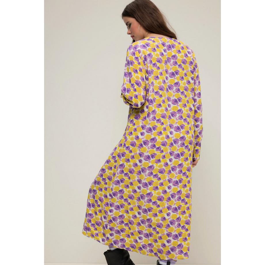 Studio Untold Maxikleid A-Line Allover Print V-Ausschnitt Knopfleiste  