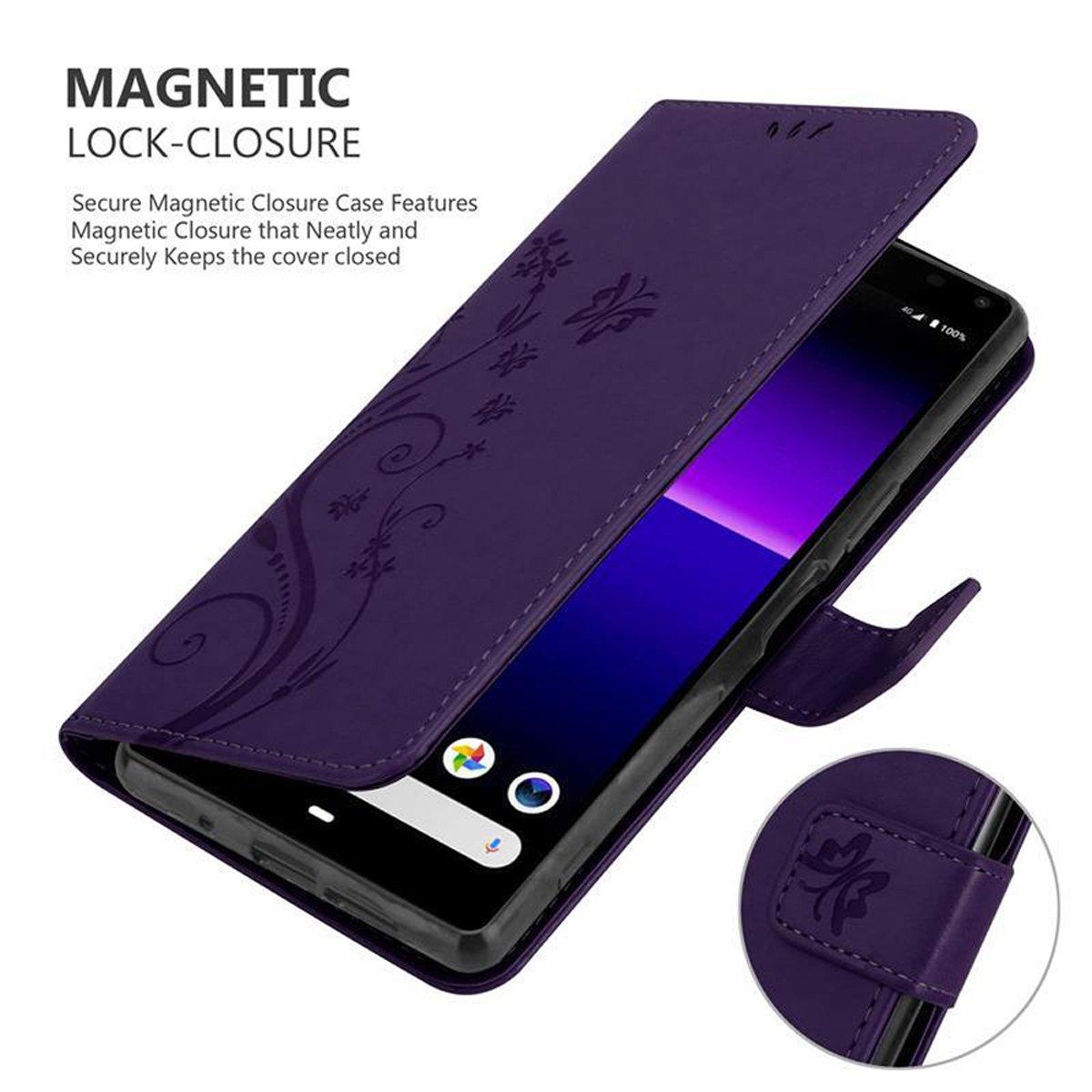 Cadorabo  Housse compatible avec Sony Xperia 8 - Coque de protection au design floral avec fermeture magnétique, fonction de support et emplacements pour cartes 