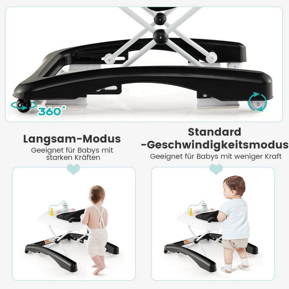 Northix  Trotteur pliable 3 en 1 avec hauteur et réglage réglables. Vitesse Noir 