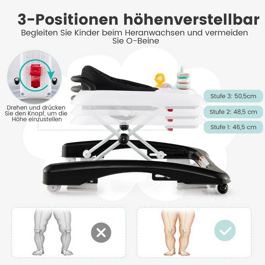 Northix  Trotteur pliable 3 en 1 avec hauteur et réglage réglables. Vitesse Noir 