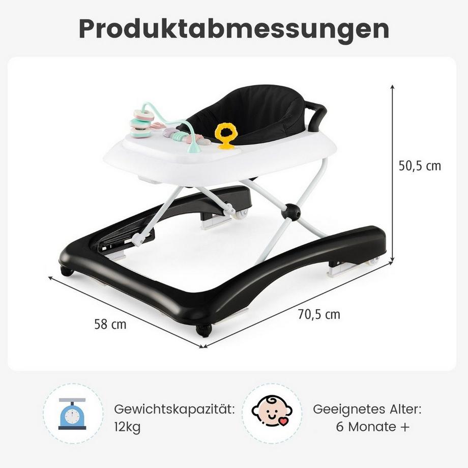 Northix  Trotteur pliable 3 en 1 avec hauteur et réglage réglables. Vitesse Noir 