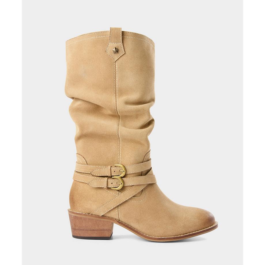 Locker geschnittene Stiefel aus Veloursleder