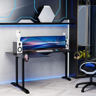 Northio Bureau De Jeu En Forme De L Avec Crochet Pour Casque, Porte-Gobelet, Métal Mdf, Noir+Rouge, 168X109X78Cm  