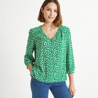 La Redoute Collections  Geblümte Bluse mit V-Ausschnitt & 3/4-Ärmeln 