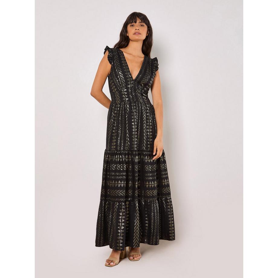 Maxikleid mit Rüschen am Saum