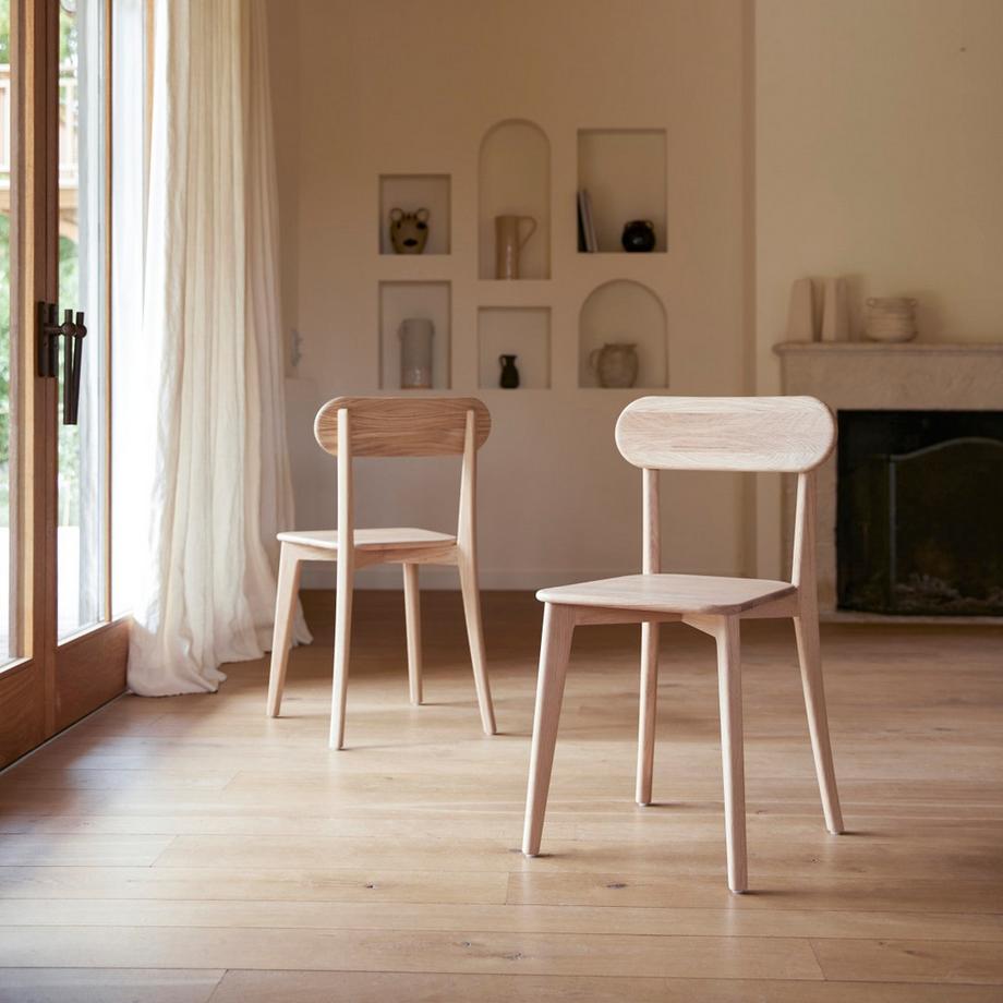 Tikamoon Ensemble de 2 Chaises en chêne massif Abel  
