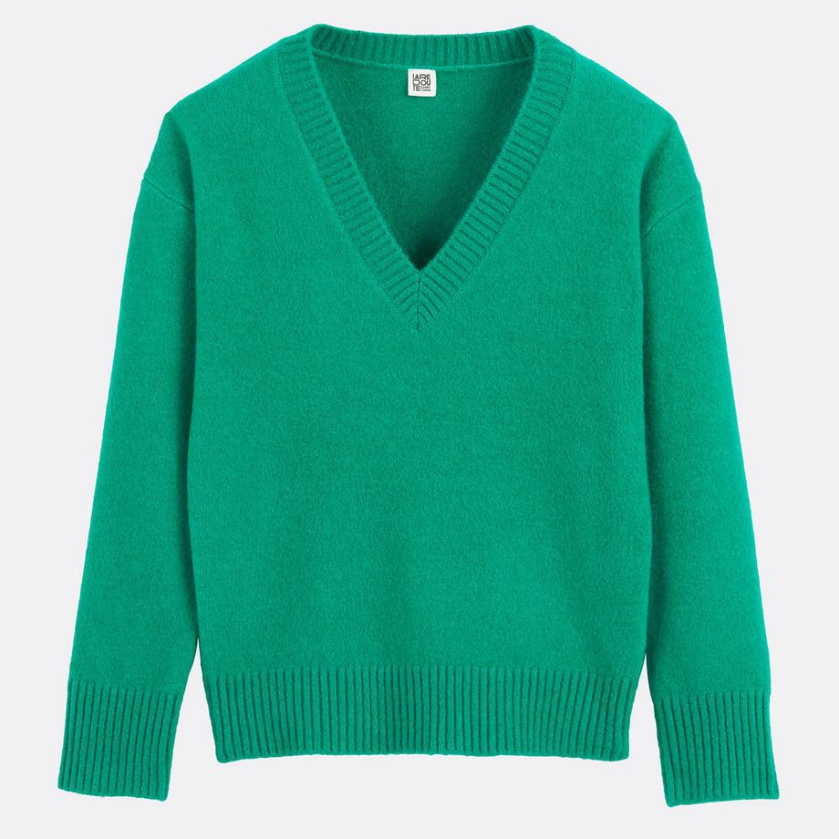 La Redoute Collections  Pull col V en maille mousseuse 