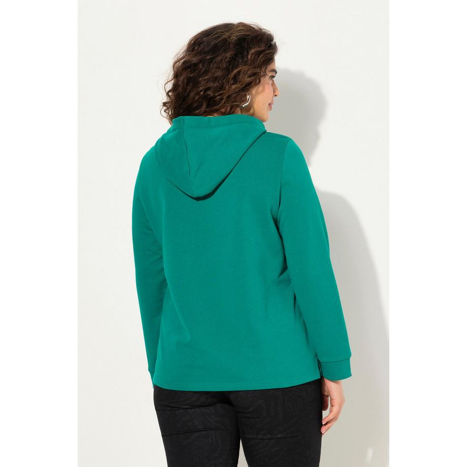 Ulla Popken Sweat-shirt à capuche manches longues motif visage Classic Fit  