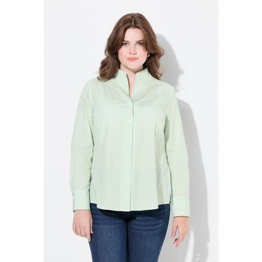 Ulla Popken Chemisier rayé col calice manches longues  