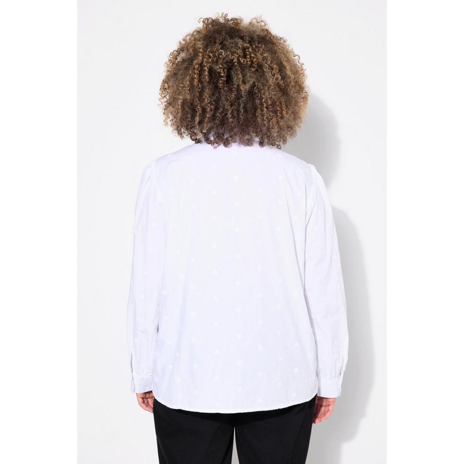 Ulla Popken Herz-Stickerei A-Linie Langarm Bluse  