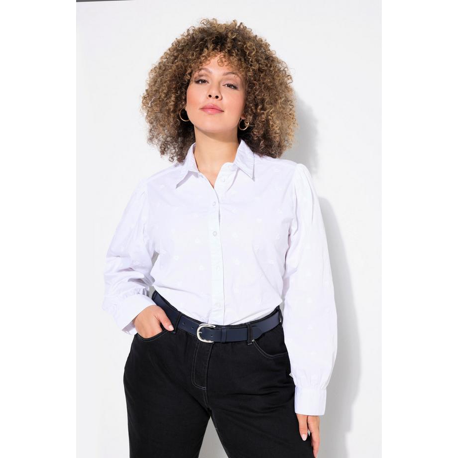 Ulla Popken Herz-Stickerei A-Linie Langarm Bluse  