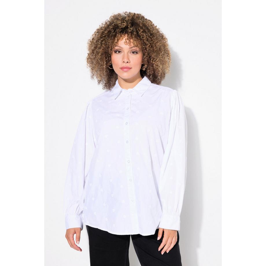 Ulla Popken Herz-Stickerei A-Linie Langarm Bluse  