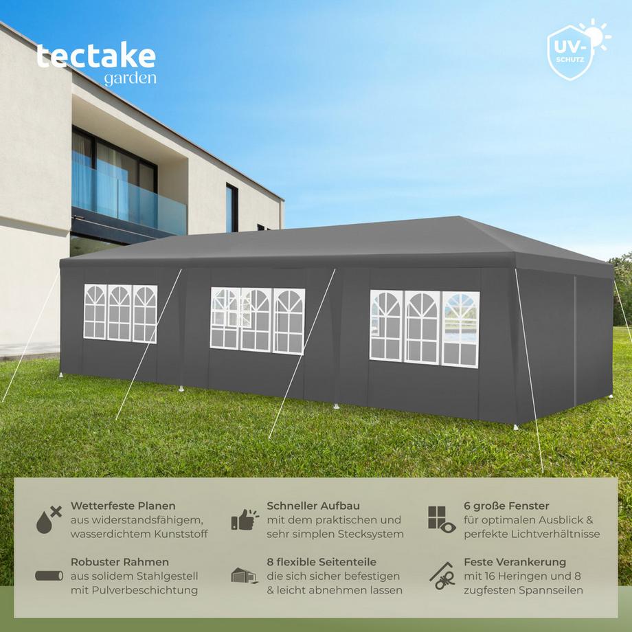 Tectake Pavillon MIRAMAS 9 x 3 m en système emboîtable  