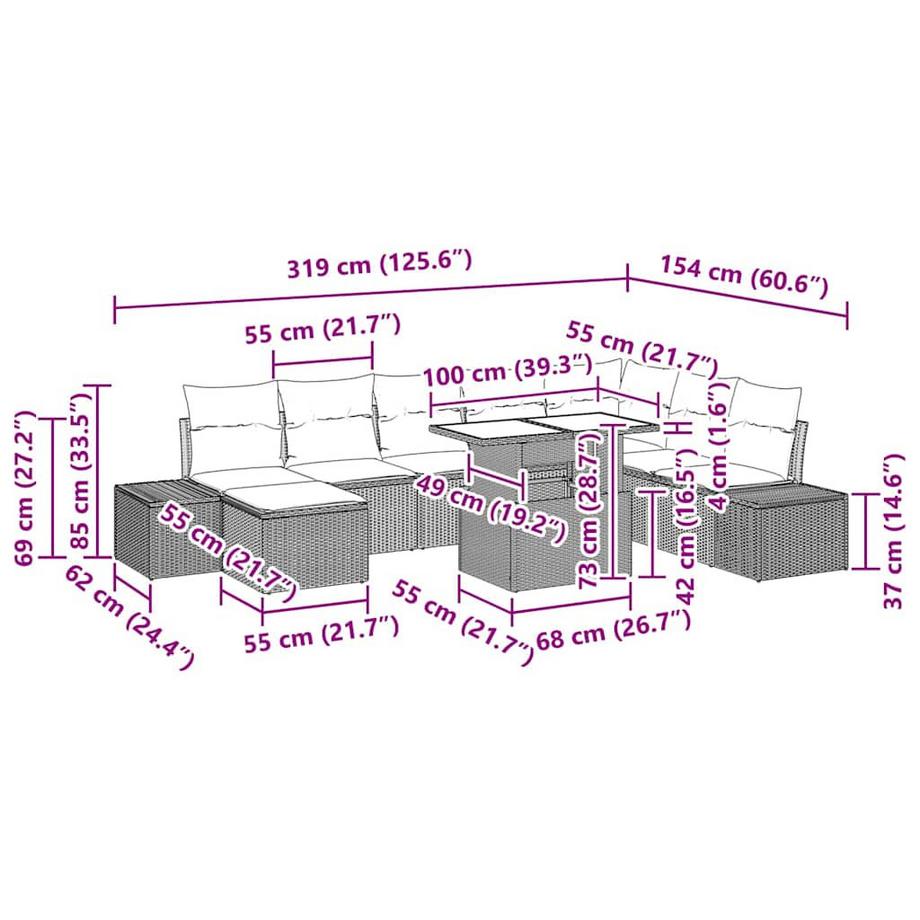VidaXL Garten-sofa poly-rattan  