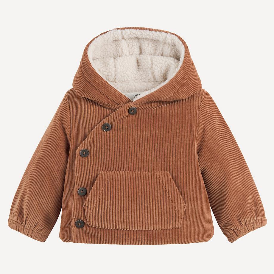 Warmer Mantel mit Kapuze aus gefüttertem Sherpa