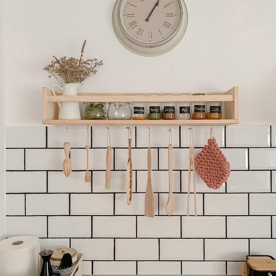 Calicosy Wandregal aus massiver Kiefer - L60 x H15 cm  