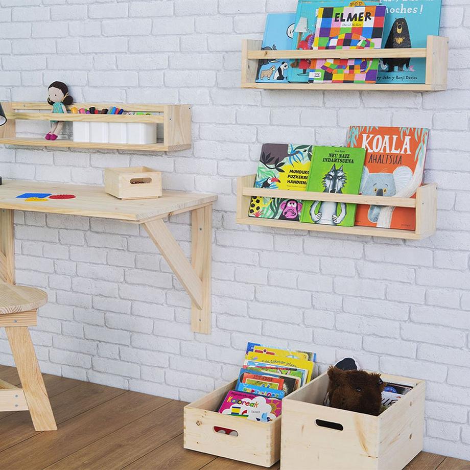 Calicosy Wandregal aus massiver Kiefer - L60 x H15 cm  