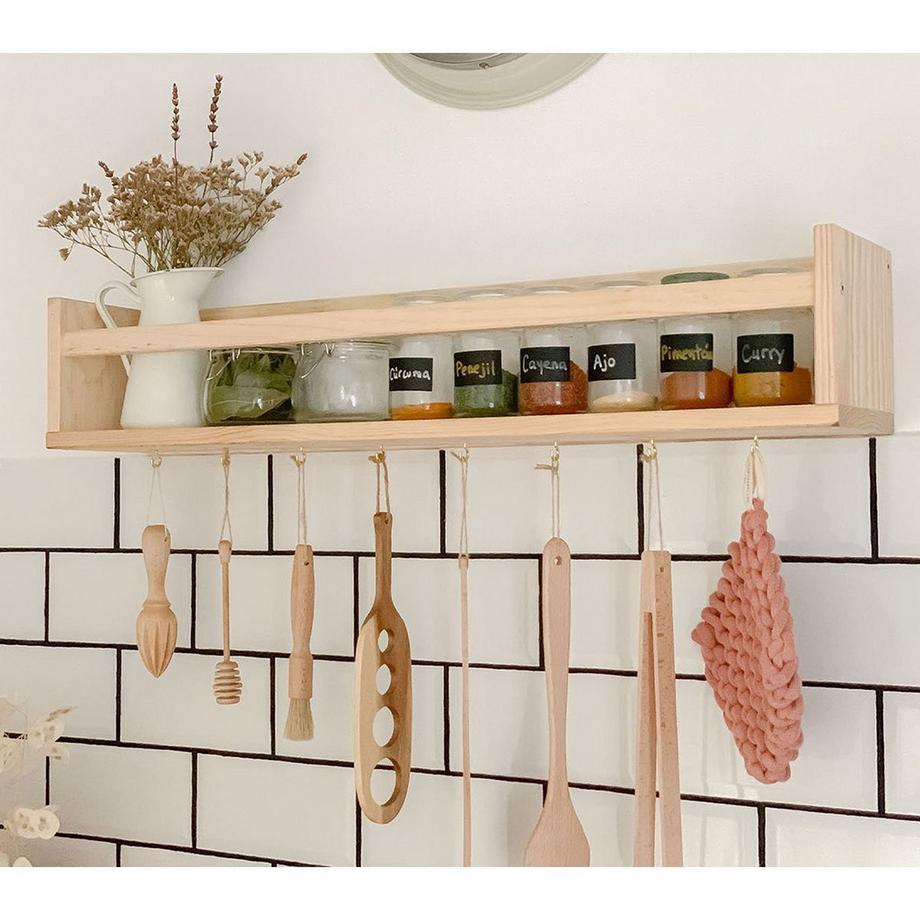 Calicosy Wandregal aus massiver Kiefer - L60 x H15 cm  