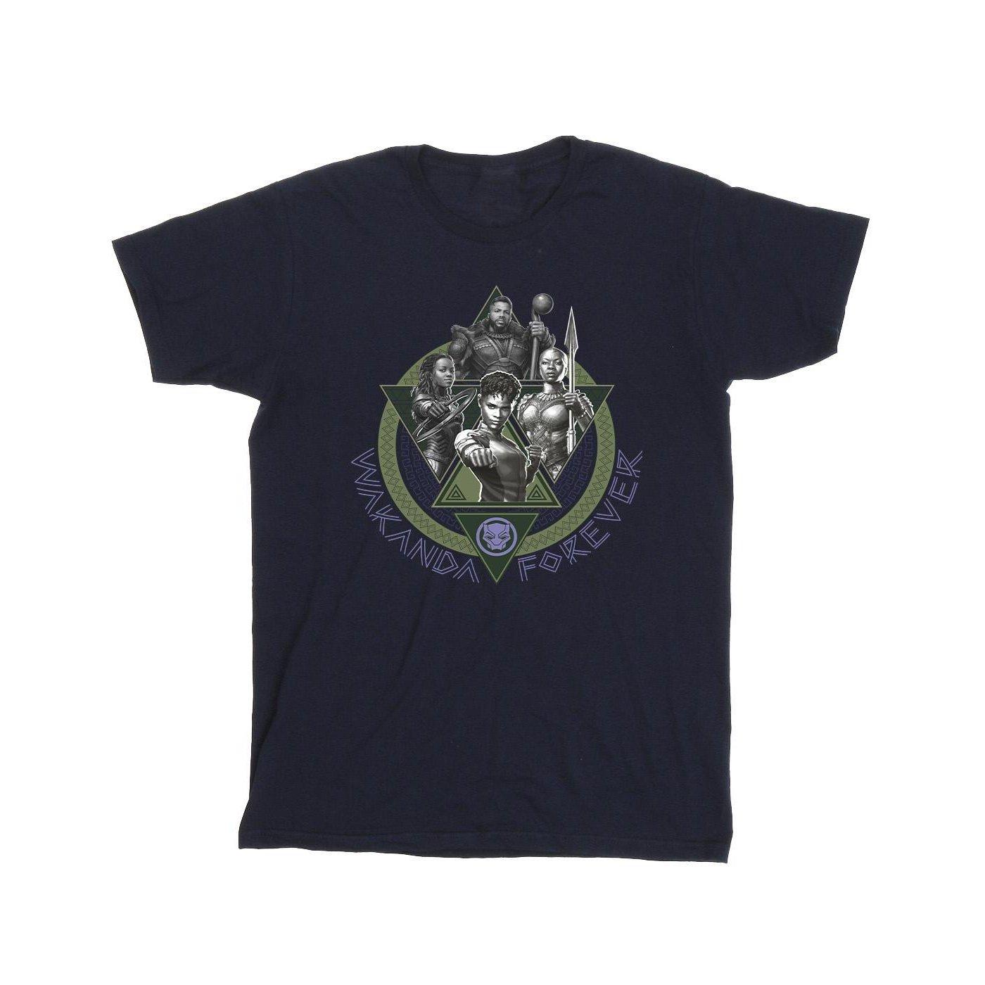 Image of Black Panther Wakanda Forever Group Ring Pose Tshirt Herren Marine L