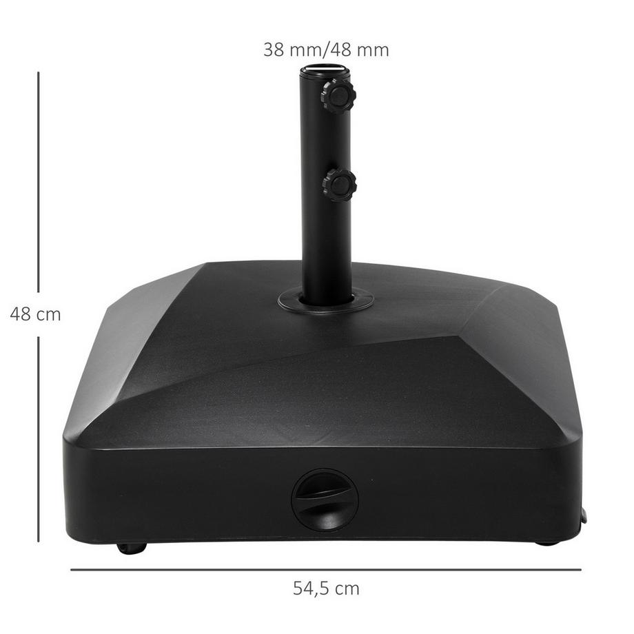 Northio Sonnenschirmständer mit Rollen für Ø38/48mm Stangen, 43kg Wasser oder 60kg Sand, stabiler Metallständer für Garten & Terrasse  