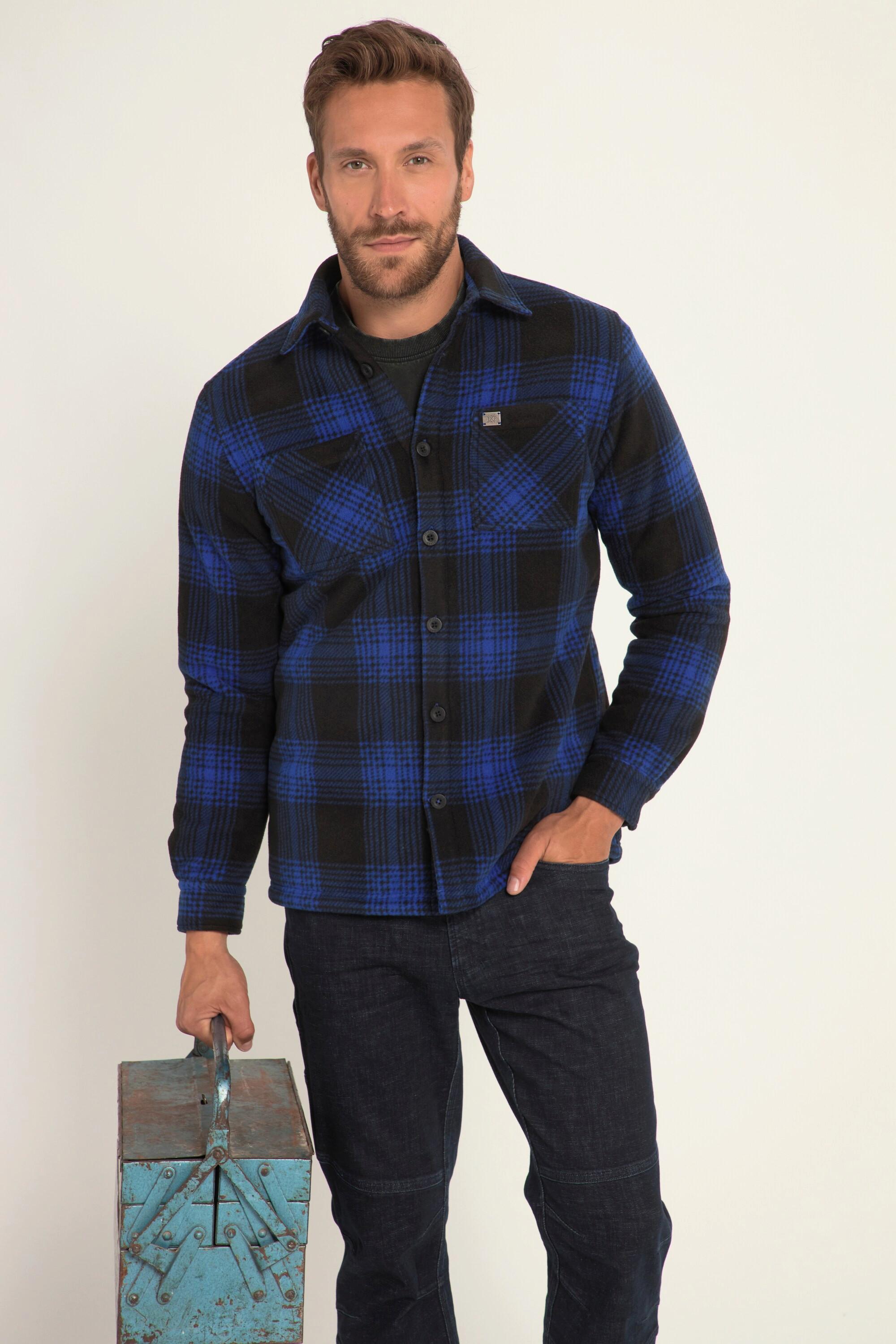 JP1880  Overshirt, Workwear, Hemd,  Langarm, Fleece, Karo, Teddyfutter 