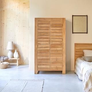 Tikamoon Kleiderschrank mit Kleiderstange aus massivem Teak Minimalys  