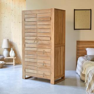 Tikamoon Kleiderschrank mit Kleiderstange aus massivem Teak Minimalys  