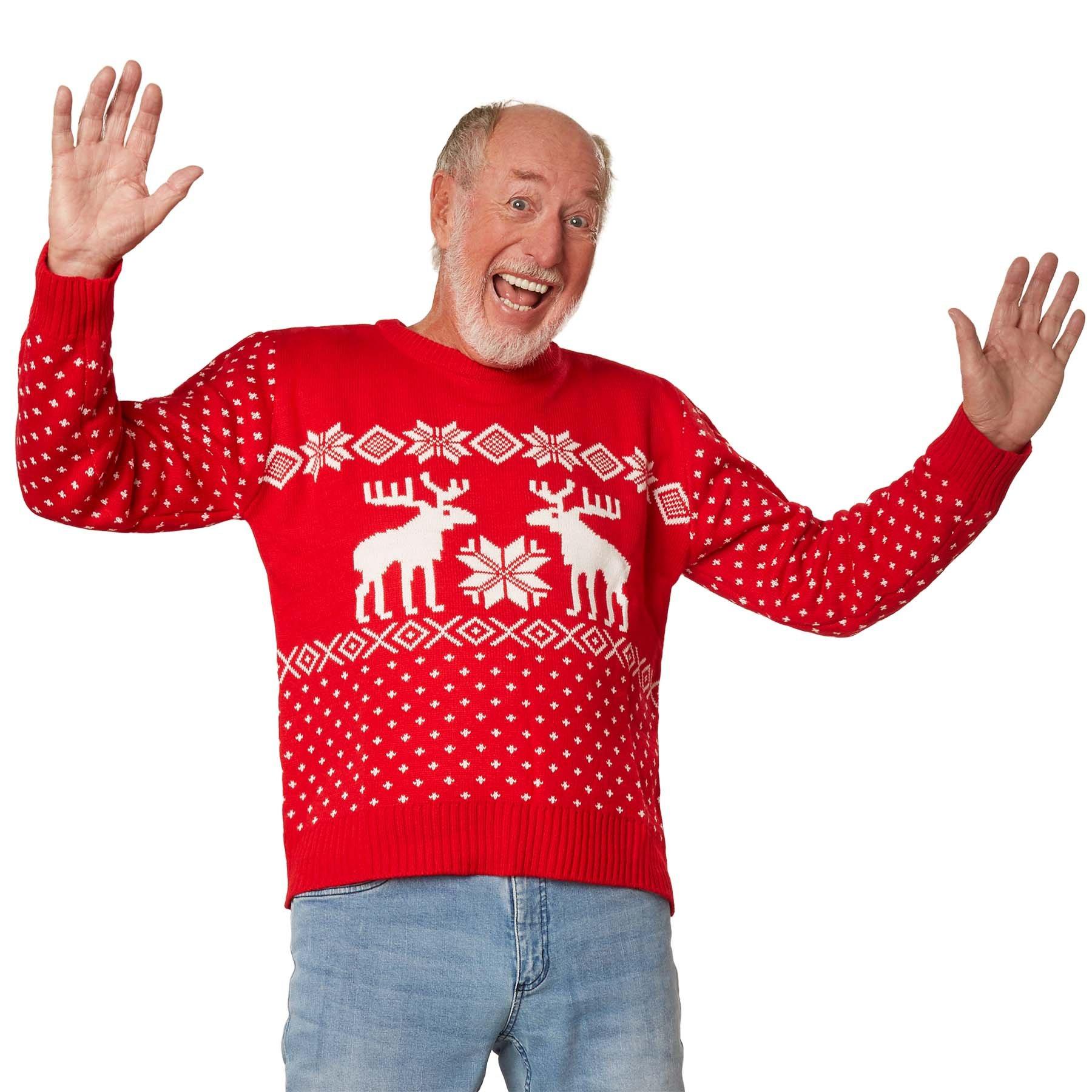 Image of Weihnachtspullover Schneegestöber-weiß Herren Rot L