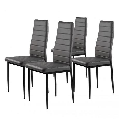 MST Set mit 4 Stühlen für Wohn- und Esszimmer mit Öko-Leder, ergonomischer Rückenlehne,  