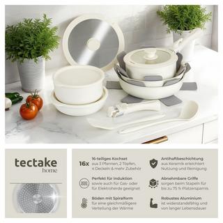 Tectake Batterie de cuisine GENUA 16 pièces adaptées à l’induction  
