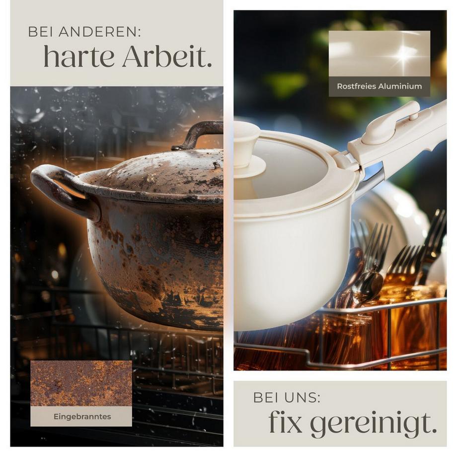 Tectake Set di pentole Genova 16 pezzi, adatto per induzione  