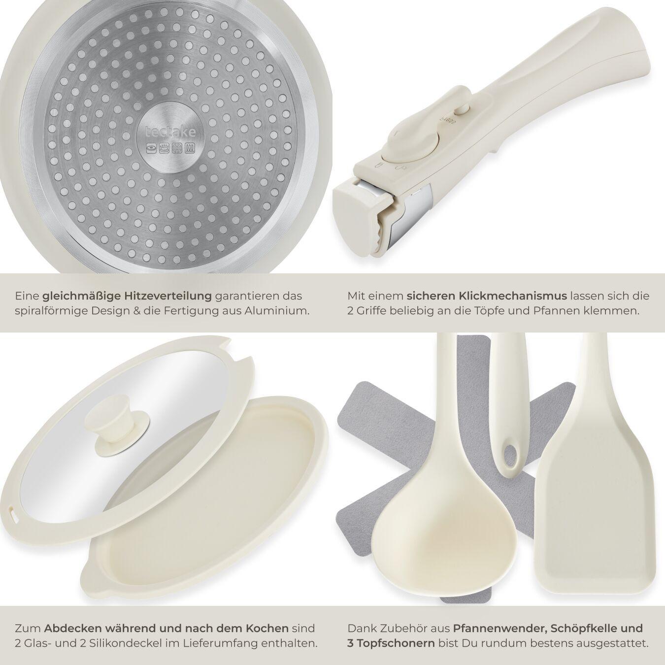 Tectake Batterie de cuisine GENUA 16 pièces adaptées à l’induction  