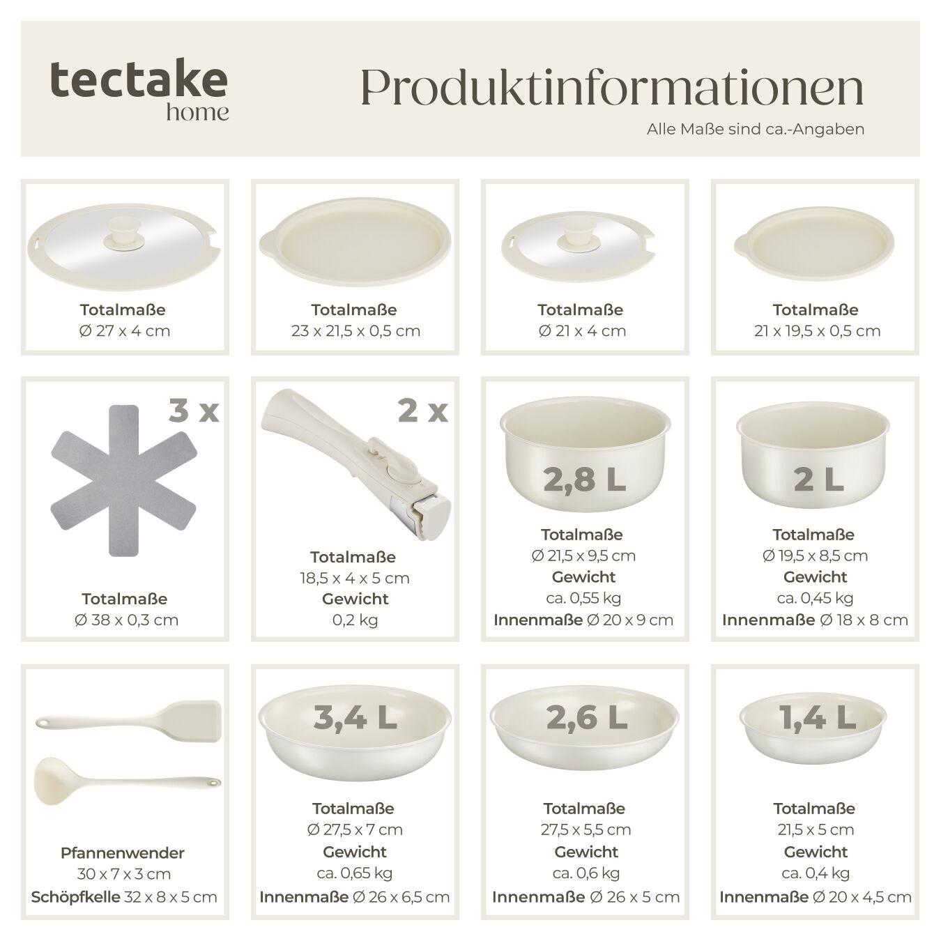 Tectake Batterie de cuisine GENUA 16 pièces adaptées à l’induction  