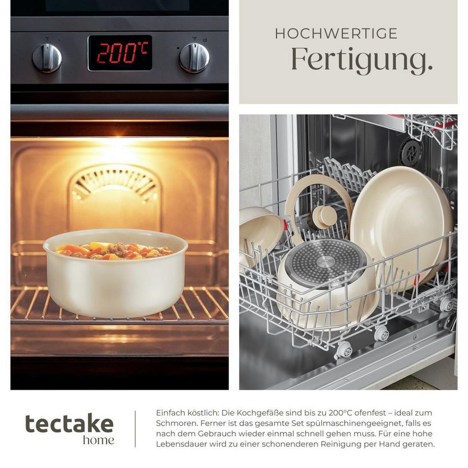 Tectake Set di pentole Genova 16 pezzi, adatto per induzione  