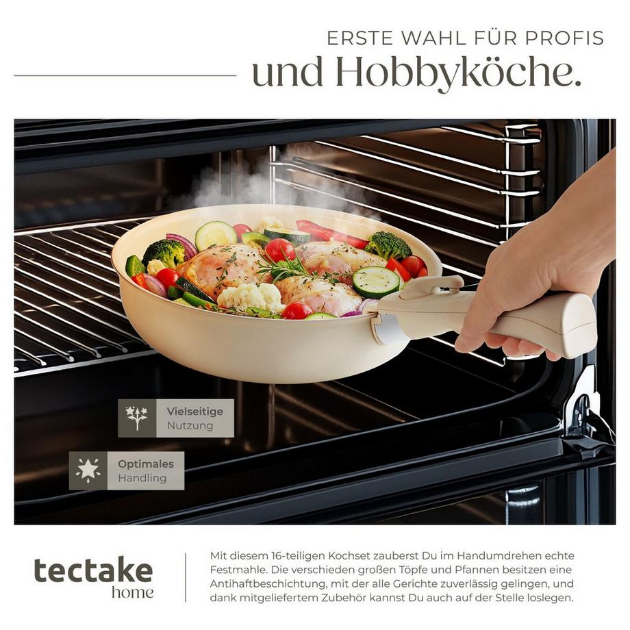 Tectake Set di pentole Genova 16 pezzi, adatto per induzione  