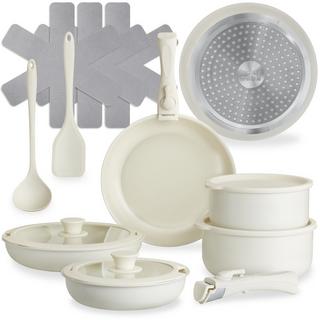 Tectake Batterie de cuisine GENUA 16 pièces adaptées à l’induction  