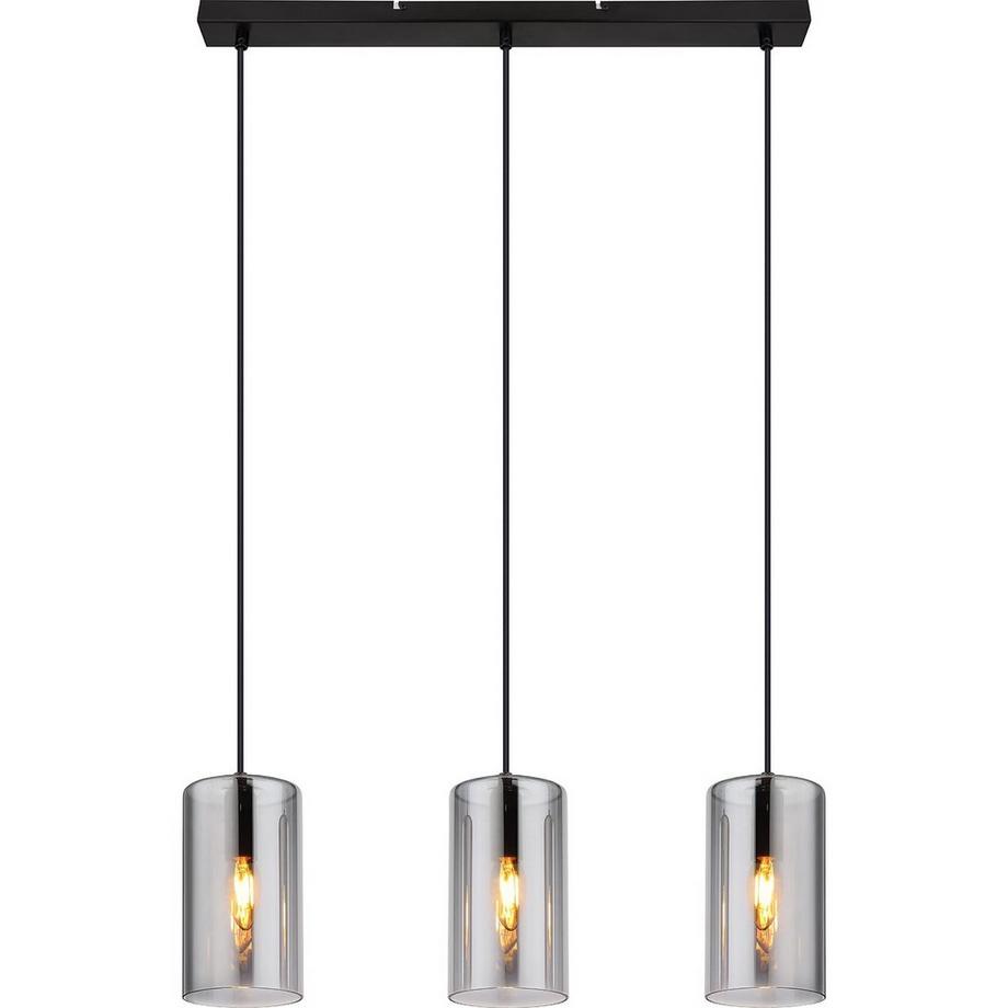 mutoni Lampe à suspension Reefton métal noir mat 3xE14  