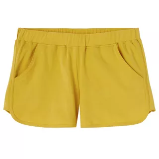 DOMYOS Short Fitness femme coton droit avec poche - 520 jaune