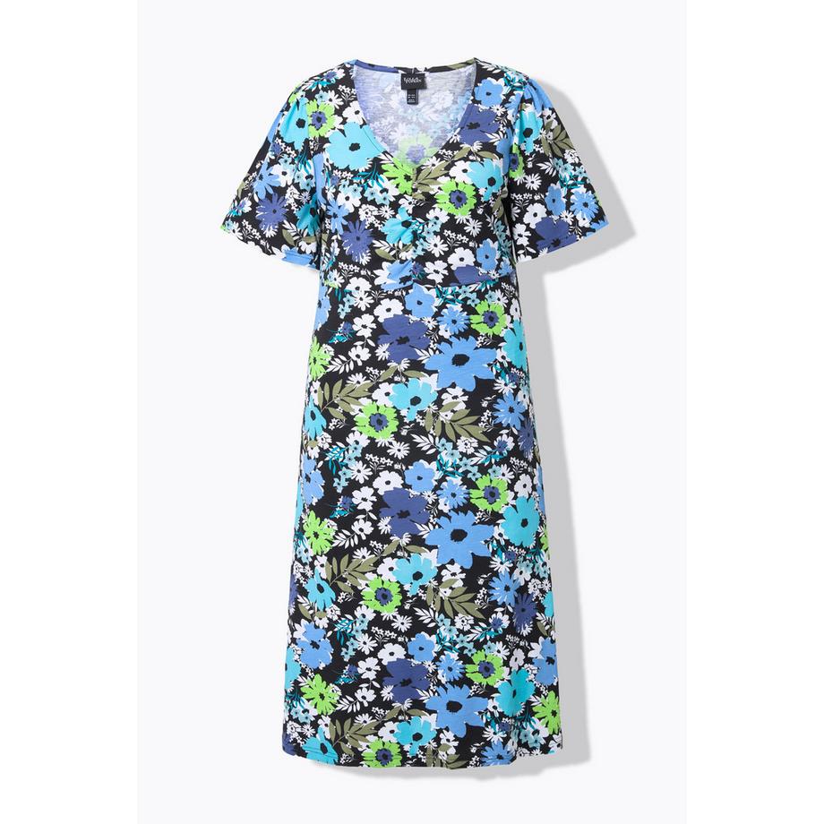 Ulla Popken Jersey Midikleid A-Linie V-Ausschnitt Halbarm  