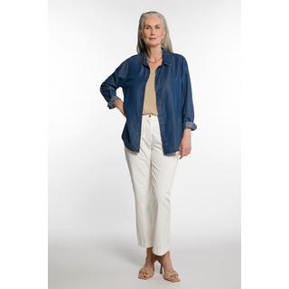 Ulla Popken  Pantaloni modello Sophie con effetto jeans, taglio a cinque tasche e pieghe 